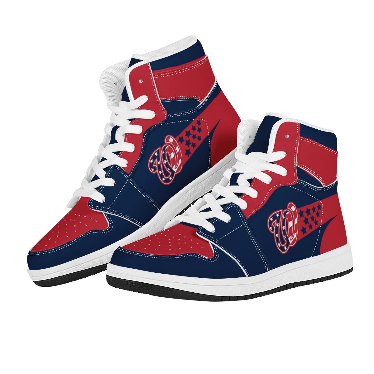 Women's Washington Nationals High Top Leather AJ1 Sneakers 001